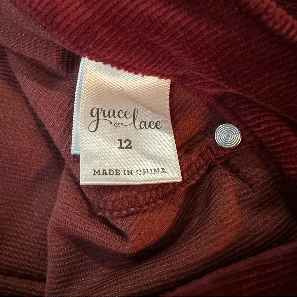GRACE AND LACE HAPPY PANT CORDUROYS - WINE. Size 12 - Picture 4 of 9
